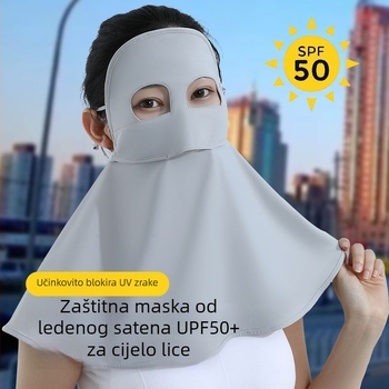 Maska za lice s UV zaštitom za žene – ljeto, tanki ice silk materijal, potpuno prekrivanje, najlon tkanina (Proljeće 2025)
