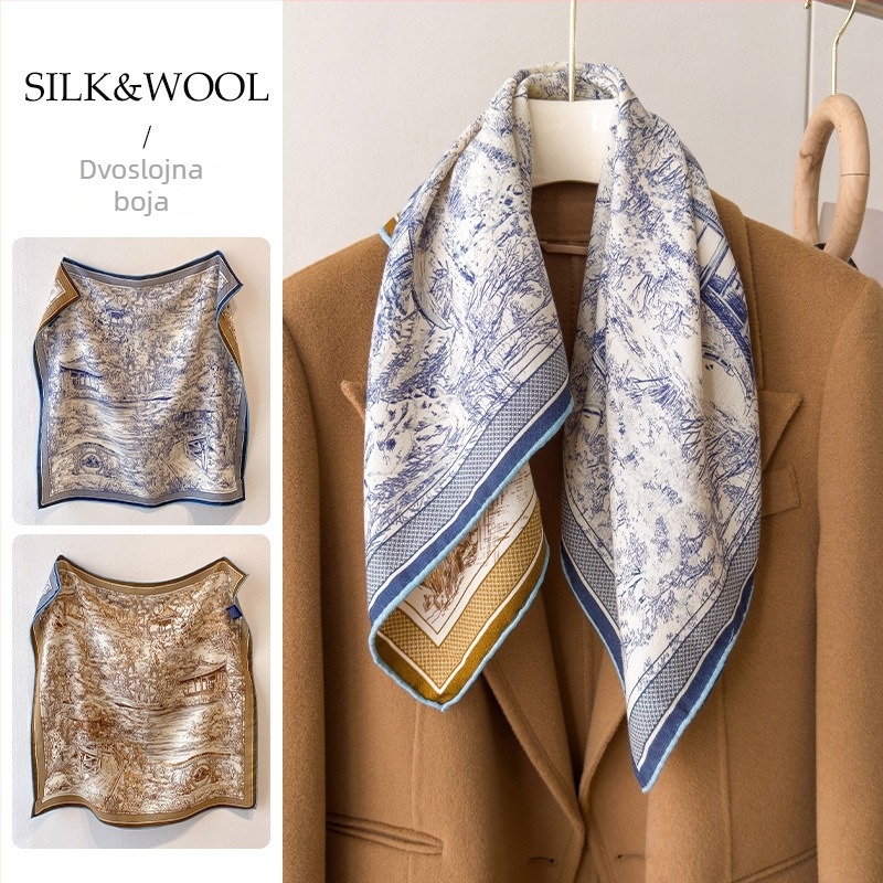 Šal od svile i vune | lagana zaštita vrata | pogodan za zimu, proljeće i jesen | izlazi u proljeće 2025