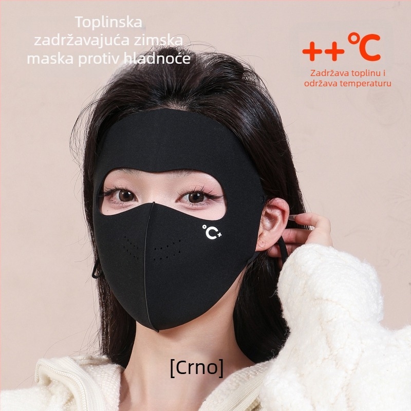 Topla maska za lice s zaštitom od sunca, unisex, šivana, tip s kopčom za uho, monokromatski uzorak (jesen–zima)