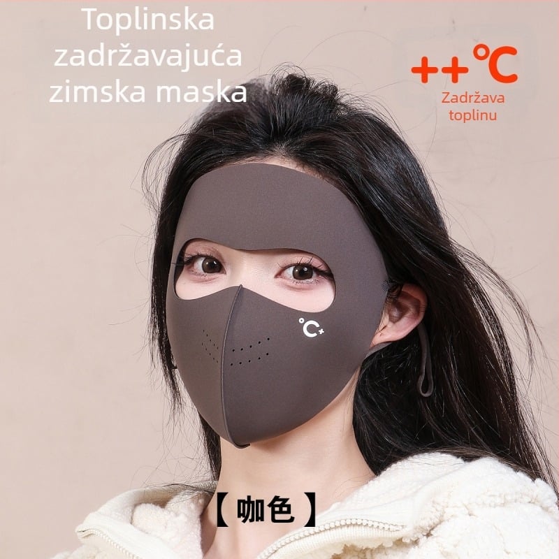 Topla maska za lice s zaštitom od sunca, unisex, šivana, tip s kopčom za uho, monokromatski uzorak (jesen–zima)