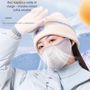 Maska za lice s kukom za uši, topla za jesen-zimu, unisex, jednobojni uzorak, embosirani postupak, zaštita od sunca