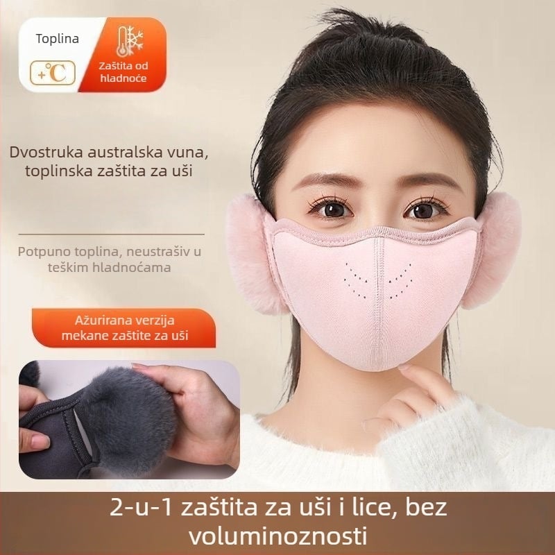 Zimska maska za uši od flanelne, s izvezenim logom, zaštita od prašine, za jesen i zimu