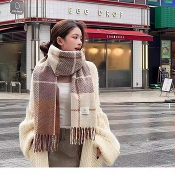 Dugi šal - warp-knit, umjetna pamuk, zadržava toplinu, za zimsku upotrebu, jesensko izdanje 2023