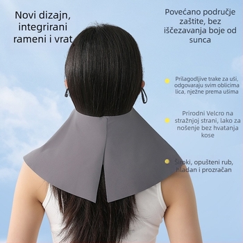 Maska za lice s UV zaštitom od ice silk – prozračna, potpuno pokrivanje lica, zaštita vrata, poliester-spandeks