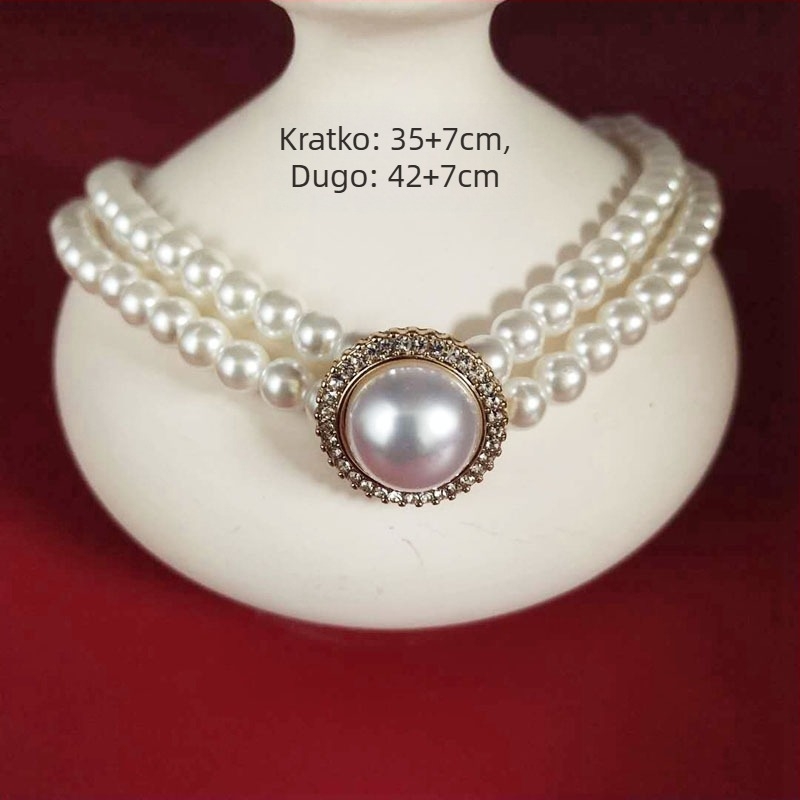 Set ogrlice i naušnica s dijamantno ukrašenim staklenim biserima, višeslojni nakit od legure, elektroplatiranje, retro stil za žene