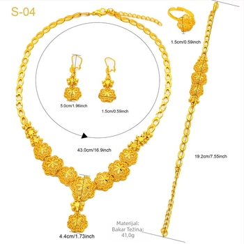 Eunice nakit set: naušnice, ogrlica i dodatak za ruku; legura; 24K zlatni premaz; produžena lanac; moderan svakodnevni stil