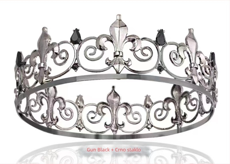 Krona za glavu od legure, oblik vrha pištolju, unisex, retro stil, elektroplatiranje; visina 5,5 cm, promjer 17 cm, težina 165 g.