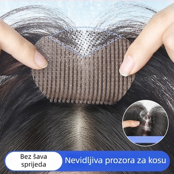 Velcro komadić peruke za žene — ljudska kosa, potpuno ručno tkan, ravni stil, može se bojati i uvlačiti, poboljšava liniju kose
