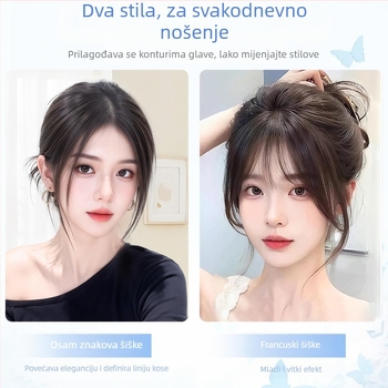 Velcro komadić peruke za žene — ljudska kosa, potpuno ručno tkan, ravni stil, može se bojati i uvlačiti, poboljšava liniju kose