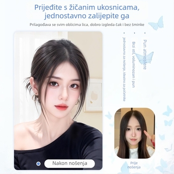 Velcro komadić peruke za žene — ljudska kosa, potpuno ručno tkan, ravni stil, može se bojati i uvlačiti, poboljšava liniju kose