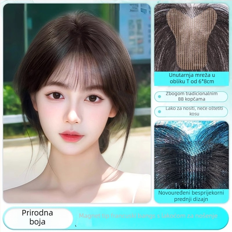 Velcro komadić peruke za žene — ljudska kosa, potpuno ručno tkan, ravni stil, može se bojati i uvlačiti, poboljšava liniju kose