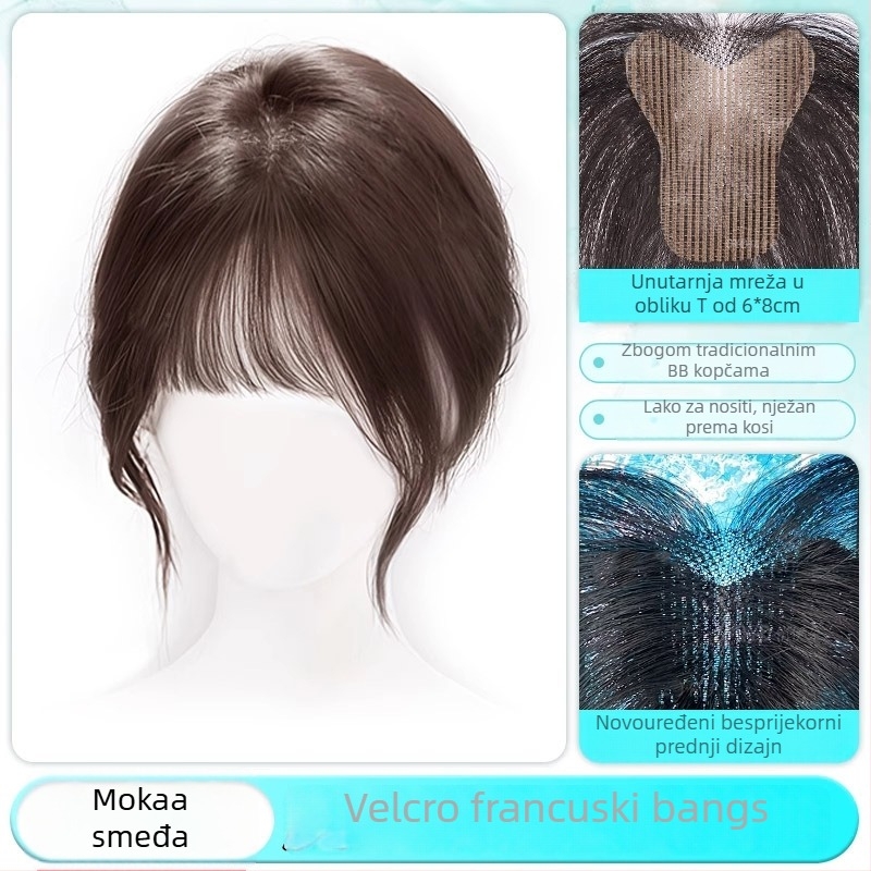 Velcro komadić peruke za žene — ljudska kosa, potpuno ručno tkan, ravni stil, može se bojati i uvlačiti, poboljšava liniju kose