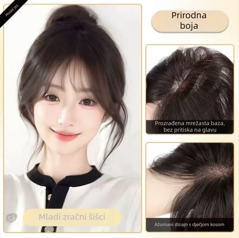 Dio perike – ravna, ručno tkanа; prava ljudska kosa; model 7*11 cloud gauze; pogodno za dame; može se bojati i permirati