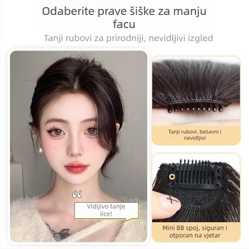 Ženska perika s dijagonalnim šiškama — vlakna otporna na toplinu; prirodna linija kose; pogodna za sve oblike lica; nije pogodno za trajno uvijanje ili bojanje