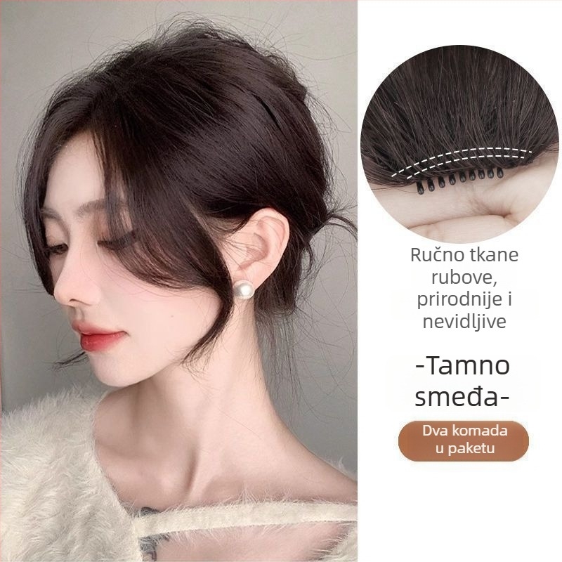 Ženska perika s dijagonalnim šiškama — vlakna otporna na toplinu; prirodna linija kose; pogodna za sve oblike lica; nije pogodno za trajno uvijanje ili bojanje