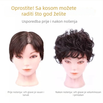 Perika za žene s kratkom kovrčavom kosom, prirodan izgled, šik šiška, vlakna otporna na visoke temperature, mehanička konstrukcija