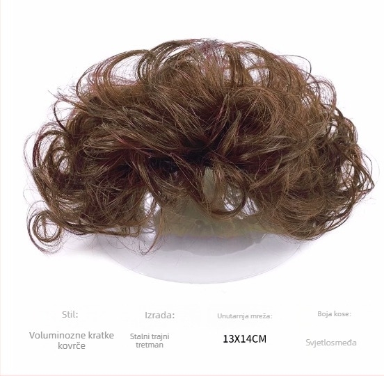 Perika za žene s kratkom kovrčavom kosom, prirodan izgled, šik šiška, vlakna otporna na visoke temperature, mehanička konstrukcija