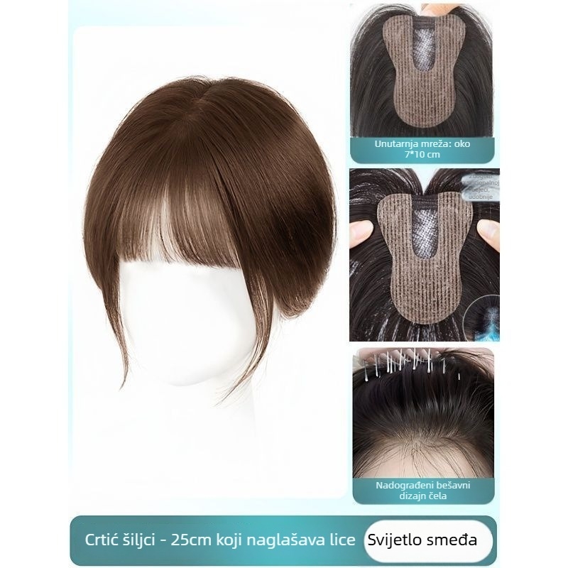 Comic 710 Ručno tkan dio peruke - lagan i prozračan, ravna linija, duljina 25 cm, vlakna visoke temperature