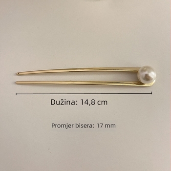 Šnala za kosu: metalna spona s biserima, antički stil, oblik U, porijeklo Jinhua