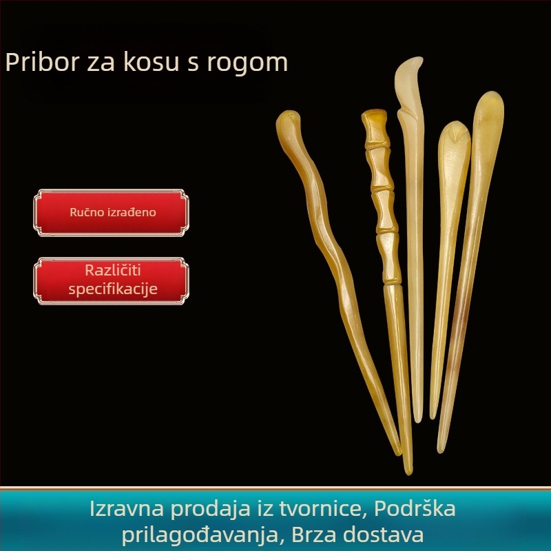 Hajčica od roga u etničkom stilu, dodatak za kosu, mogućnost prilagodbe, pogodno za vjenčanje, rođendan, suvenir s putovanja i festival