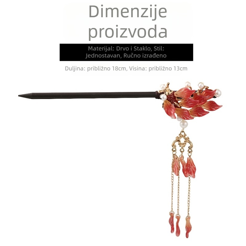 Drveni dodatak za kosu u drevnom stilu, pojedinačno pakiran, proljeće 2025