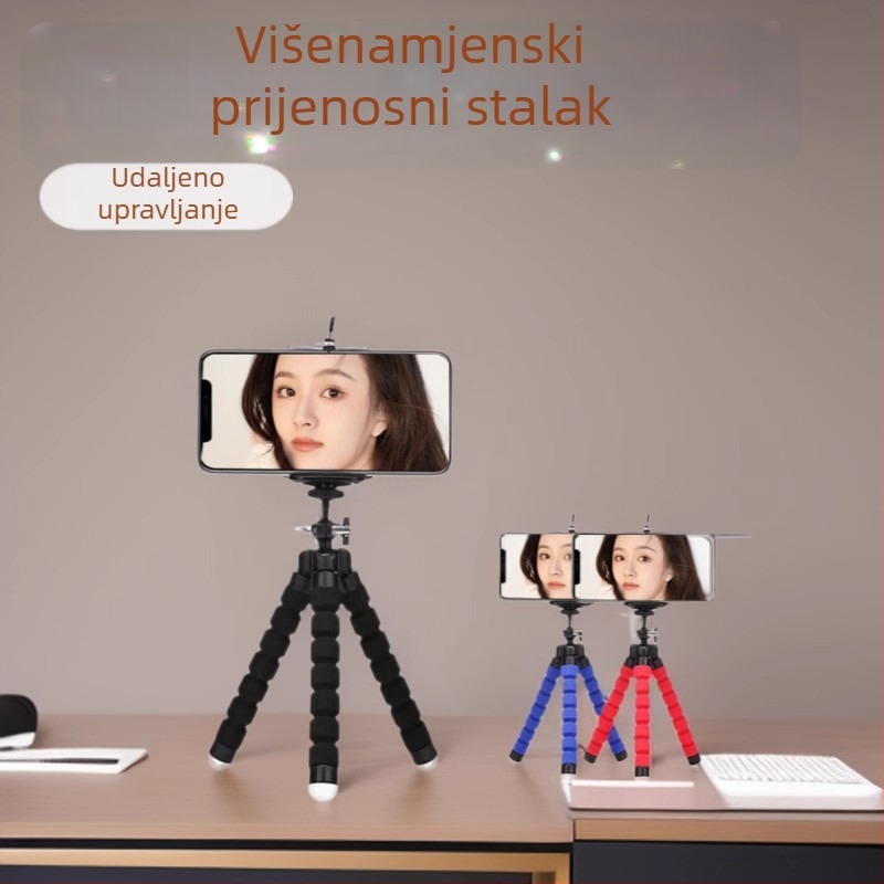 Stolni tripod za live fotografiju s RAMENIMA od ABS+spužve, prenosni i sklopivi Bluetooth držač za telefon