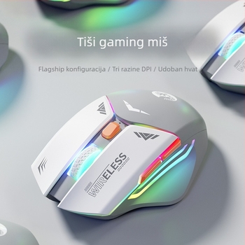 6-tipkovni mehanički gaming miš, optički senzor 1600 DPI, dvostruki način 2.4G/Bluetooth, tih i punjiv, ergonomski dizajn