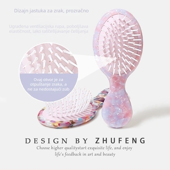 Četka za kosu s zračnim jastukom, kompaktnog unisex dizajna, geometrijski oblik, tehnika otiska, dodatak za glavu