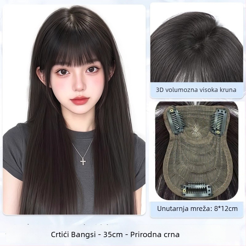 Perika za žene s qi šiškama u karikaturalnom stilu, s visokom kronomom, termički otporna sintetička kosa, mehanička konstrukcija, nije za bojanje