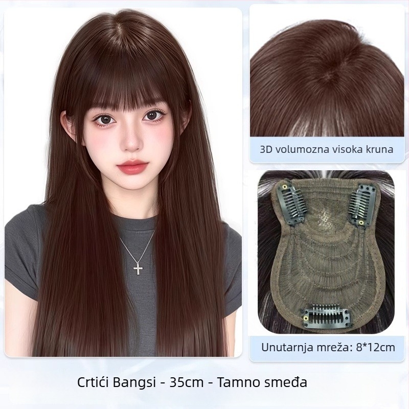 Perika za žene s qi šiškama u karikaturalnom stilu, s visokom kronomom, termički otporna sintetička kosa, mehanička konstrukcija, nije za bojanje