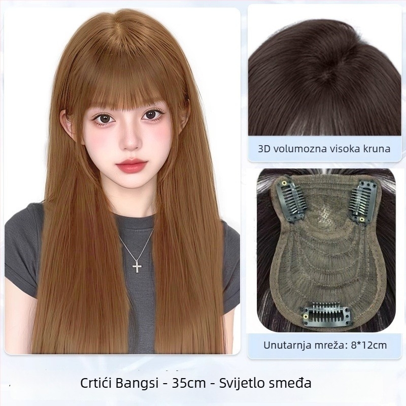 Perika za žene s qi šiškama u karikaturalnom stilu, s visokom kronomom, termički otporna sintetička kosa, mehanička konstrukcija, nije za bojanje