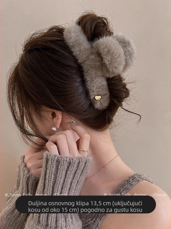 Plush hair clip u obliku ajkule za žene, ležernog stila, 2024 veliki model
