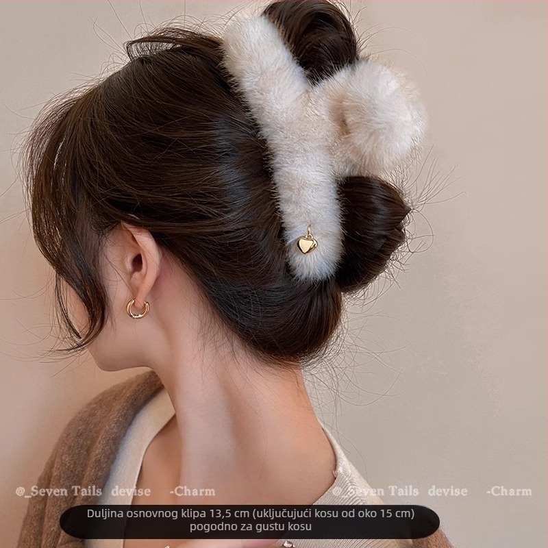Plush hair clip u obliku ajkule za žene, ležernog stila, 2024 veliki model