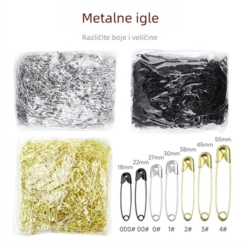 Galvanizirani željezni sigurnosni pin za broš i šal, klasičan stil, razne veličine, na skladištu