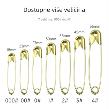 Galvanizirani željezni sigurnosni pin za broš i šal, klasičan stil, razne veličine, na skladištu