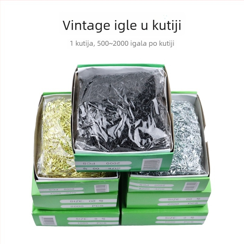 Galvanizirani željezni sigurnosni pin za broš i šal, klasičan stil, razne veličine, na skladištu