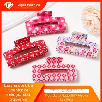 Kopča za kosu s motivom ljubavi - PVC, ručno izrađena, Gripper, Gores, model L0497/20