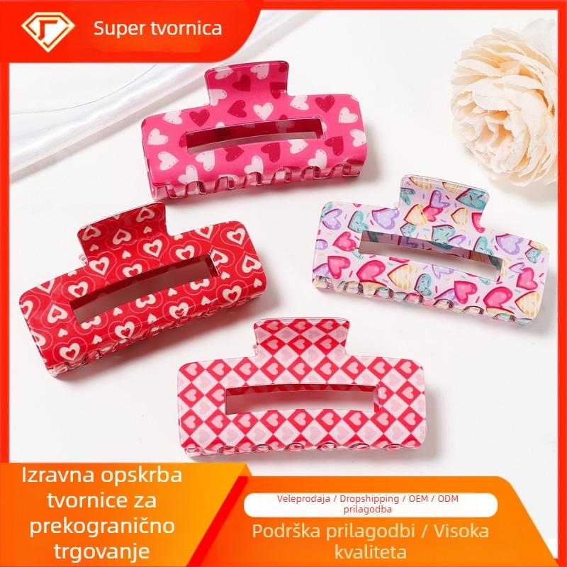 Kopča za kosu s motivom ljubavi - PVC, ručno izrađena, Gripper, Gores, model L0497/20