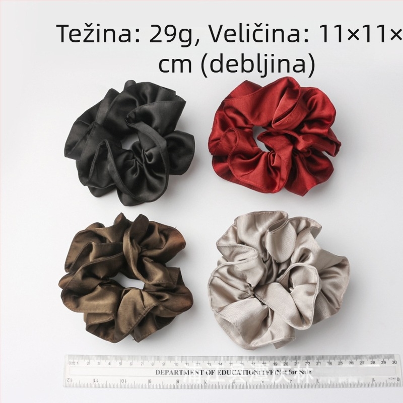 Gumica za kosu TCB od čipkastog satena sa cvijetom od čipke-satena, visoke elastičnosti, lagani luksuzni stil