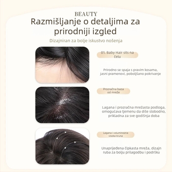 Ženska perika za volumen, polu ručno izrađena, mješavina svile, bez boje i trajnih kemijskih tretmana, veliki valovi