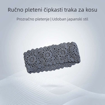 Ženska traka za kosu - Ručno izrađena u japansko-korejskom stilu, široka pletena pamuk traka, detalj šupljeg cvijeta, za pranje lica, jednostavan modni dodatak, proljeće 2025