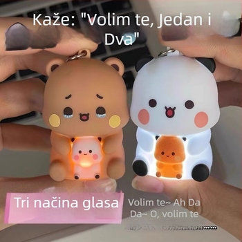 Svjetleći ključ-ukras za ruksak, slatka plastična priča lutka s funkcijom „volim te” i tri glasovne poruke (igračka 14+).