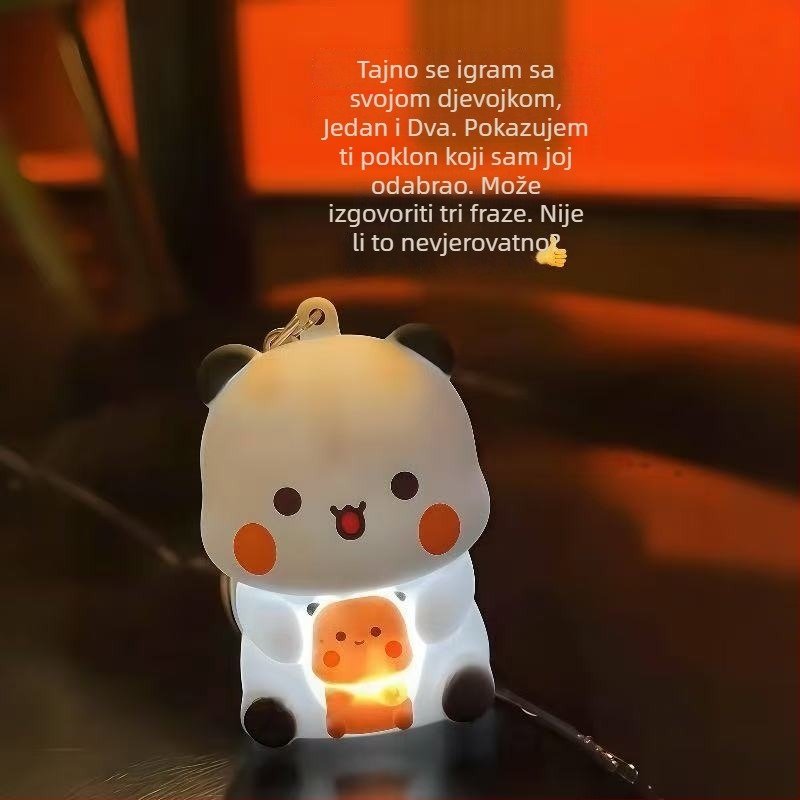 Svjetleći ključ-ukras za ruksak, slatka plastična priča lutka s funkcijom „volim te” i tri glasovne poruke (igračka 14+).