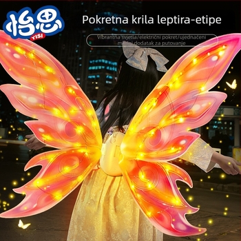 LED leptir krila igračka — automatsko njišuća krila, zvuk i svjetlo; plastična konstrukcija; kutija u boji; za djecu 4–6 godina