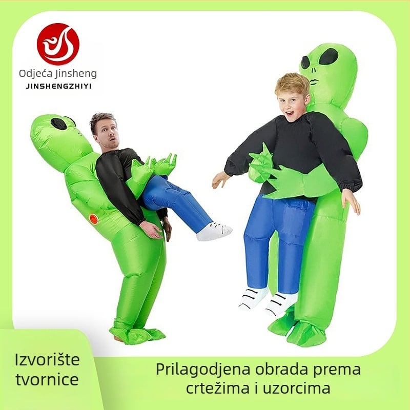 Naduvljivi kostim lutke – Tip rekvizita: crtani kostim lutke; Materijal: 210 poliester; Obrada: polu-rukom i polu-mehanički; Uzorak: crtani