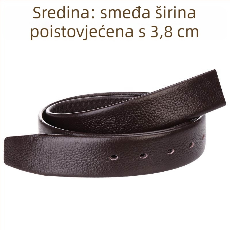 Muški dvostrani kožni pojas od prave kože, gornji sloj govedje kože, kopča s iglom, širina 2–4 cm, ručna izrada, minimalistički i elegantan stil