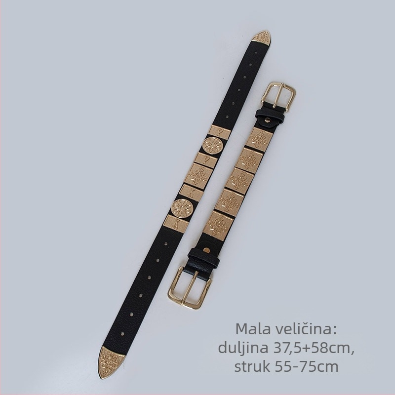 Dječji pojas u kineskom stilu od umjetne kože, prsten od legure, kopča s iglom, ručna izrada elektroplatiranja, vintage etnički kineski stil