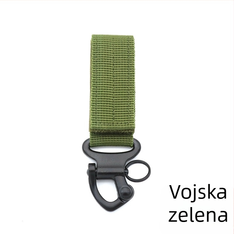 Vanjska višefunkcionalna kuka za ključeve s tijelom od poliestera, najlonskom trakom i kopčom od cinkovog legura, pogodna za ključni lanac i taktički pojas, prilagodljiva obrada