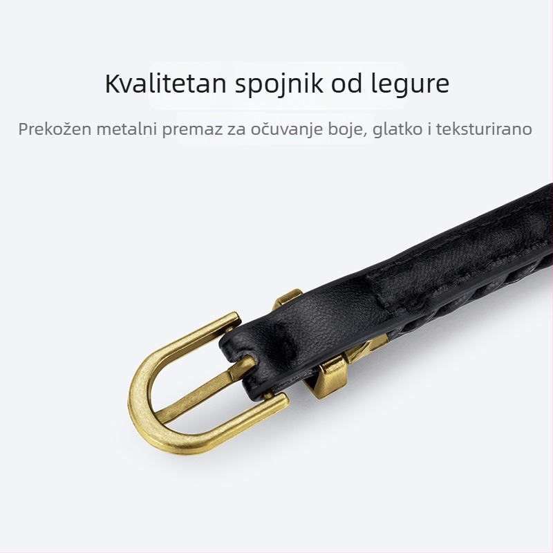 Pleteni pojas za struk s aluminijskom kopčom i kopčom na pin – minimalistički, elegantan stil