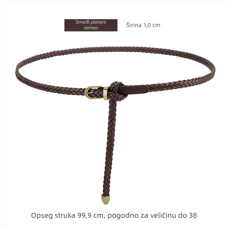 Pleteni pojas za struk s aluminijskom kopčom i kopčom na pin – minimalistički, elegantan stil